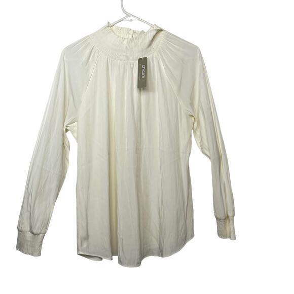 Chico's Tops - Chico's blouse top shirt women's 8 cream ecru off white semi sheer lined unworn